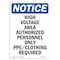 Signmission OSHA Notice Sign, 14" Height, High Voltage Area Authorized Personnel Sign, Portrait OS-NS-D-1014-V-13507 - alternate 1